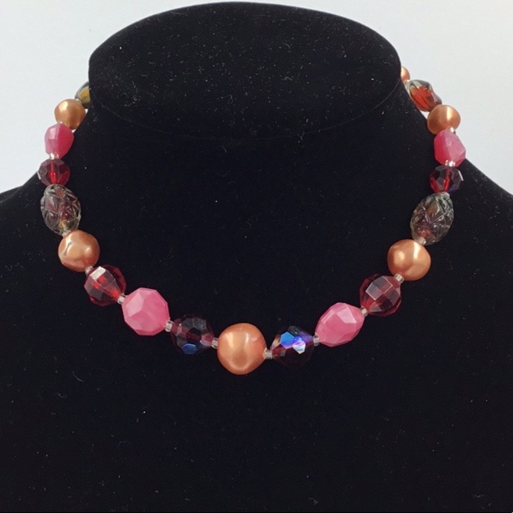 Laguna Red Aurora Borealis Choker Necklace Vintage